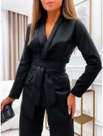 Súprava voľná bunda + široké nohavice čierna (8167)