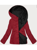Čierno-červená obojstranná dámska krátka bunda s kapucňou (16M2155-270)
