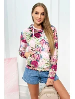 Velúrová mikina s kapucňou ružový