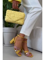 Dámské sandály na podpatku s pásky Eko semiš žluté Karilora