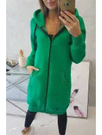 Zateplená dlhá mikina s kapucňou zelená