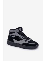 Zamszowe Sneakersy Męskie Big Star OO174303 Hi-Poly System Czarno-Szare