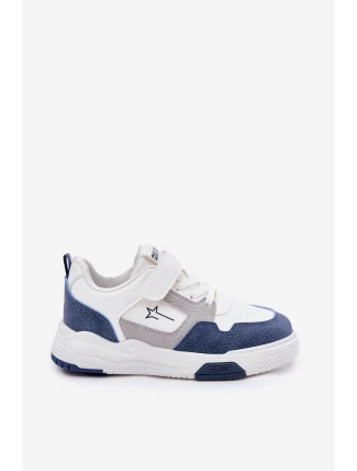 Lekkie Sneakersy Dziecięce Big Star RR374053 Biało-Niebieskie