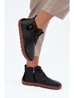 Dámske kožené čižmy Barefoot s ozdobnými detailmi Zazoo 30072 Black Dámske kožené čižmy Barefoot s ozdobnými detailmi Zazoo 30072 Black