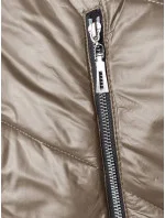 Dámska bunda cappuccino s ozdobnou kapucňou (B8227-12)