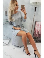 Šaty s flitrovým vreckom šedé