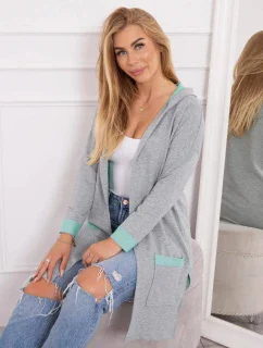 Dvojfarebná pláštenka s kapucňou mätová+sivá