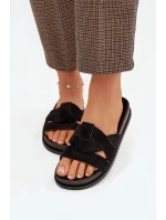 Dámské pantofle Eko semiš s pásky Černé Marivessa