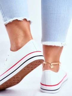 Dámské Klasické Tenisky Bílé S červeným Lemováním Ecoma