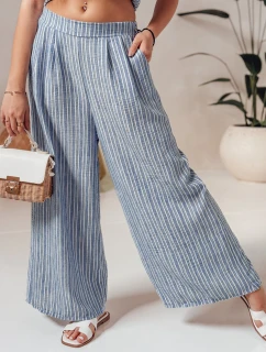 MODERESS dámske pruhované nohavice so širokými nohavicami modré FashionStreet UY2696