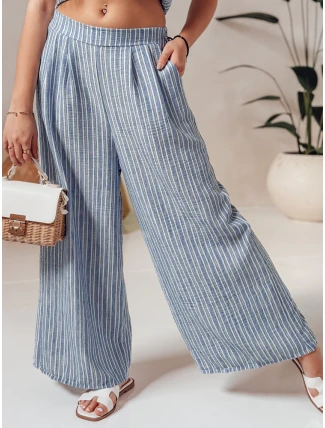 Dámske pruhované nohavice MODERESS modré FashionStreet UY2696