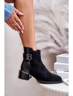 Eleganckie Botki Na Obcasie Ocieplane MR880-040 Czarne