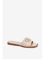 Płaskie Klapki Damskie Z Ozdobnym Detalem Beżowe Nenitta