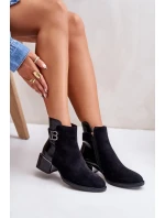 Elegantné členkové topánky na podpätku zateplené čierne