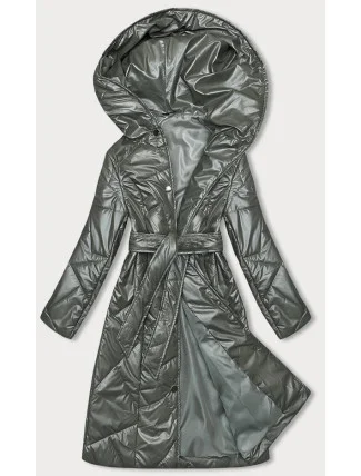 Prešívaná bunda v khaki farbe na patentky (B8179-11)