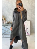 Zateplené šaty s dlhšími bokmi grafitové