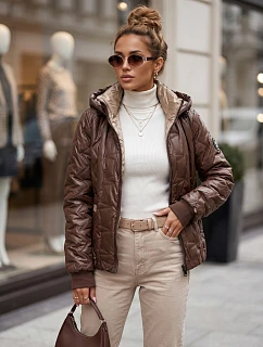Dámska prechodná bunda s odnímateľnou kapucňou, hnedá, FashionStreet TY5779