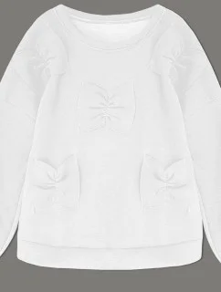 Teplá biela dámska mikina s mašľami (23999)