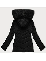 Prešívaná prechodná bunda s kožušinou na kapucni S'west black (B8301-1) Prešívaná prechodná bunda s kožušinou na kapucni S'west black (B8301-1)