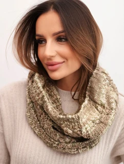 Dámsky pletený mäkký zimný komín KN25 dark mint+mocha