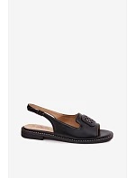 Dámské sandály na nízkém podpatku s ozdobou S.Barski KV61-6016 Černé