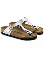 Dámske žabky Birkenstock Gizeh Birko-Flor silver regular wide (0043851) dámske Dámske žabky Birkenstock Gizeh Birko-Flor silver regular wide (0043851) dámske