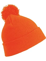Result Headwear RC 028J Detská pletená čiapka s bambulou 28.028J fluorescenčná oranžová