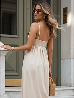 ELIENE svetlo béžové bavlnené midi šaty FashionStreet EY2443 ELIENE svetlo béžové bavlnené midi šaty FashionStreet EY2443