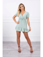 Šaty s viazaným výstrihom do V tmavo mätové