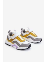 Dziecięce Sportowe Buty Na Rzep Big Star JJ374257 Biało-Żółte