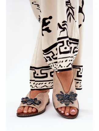 Połyskujące Sandały Damskie Z Ozdobą Płaskie Różowe Złoto Russona