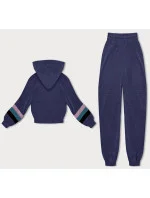 Dámska tepláková súprava vo slivkovej farbe s farebnými vsadkami (AMG-346A)