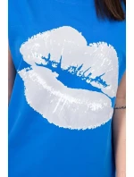 Blúzka s potlačou pier nevädzovo modrá Blúzka s potlačou pier nevädzovo modrá