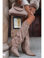 Ocieplane Kozaki Kowbojki Na Słupku Z Eko Zamszu Beżowe Mavine