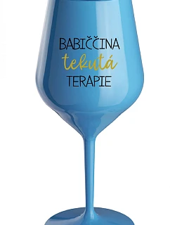 BABY'S FLUID THERAPY - modrý nerozbitný pohár na víno 470 ml