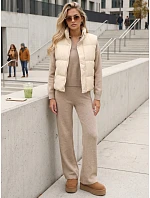 Dámska zateplená vesta bez kapucne, béžová, FashionStreet TY5726 Dámska zateplená vesta bez kapucne, béžová, FashionStreet TY5726