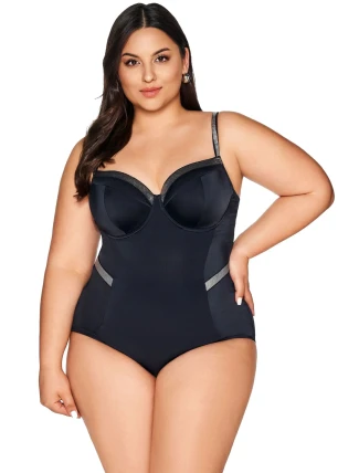 Dámske jednodielne plavky 63 black plus - AVA