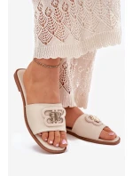 Płaskie Klapki Damskie Z Ozdobnym Detalem Beżowe Nenitta