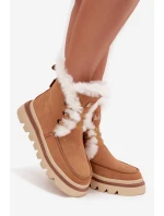 Dámske zimné topánky z prírodného semišu Lee Cooper LCJ-25-01-3738 Camel