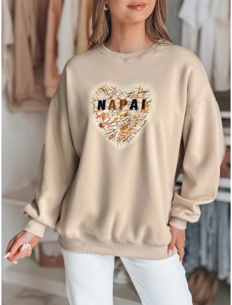 Dámska nadrozmerná mikina so srdcom SERDUCHOVA béžová FashionStreet BY1442