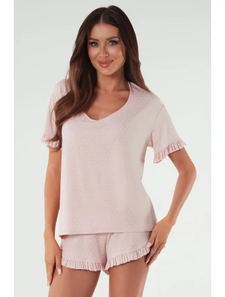 Talianska móda Puntini crêpe farba:print/powder pink Talianska móda Puntini crêpe farba:print/powder pink