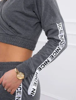 Sada s ozdobnými pásikmi grafitová melanž