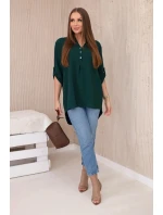 Blúzka s predĺženým zadným dielom tmavozelená