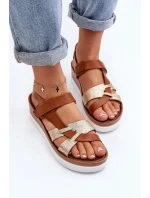 Zazoo 40397 Damskie Skórzane Sandały Na Platformie Brązowe