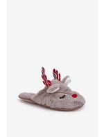 Świąteczne Kapcie Z Motywem Renifera Ciemnobeżowe Sylaia