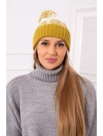 Dámska čiapka s brmbolcom Abigail K326 kiwi+ecru