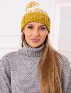 Dámska čiapka s brmbolcom Abigail K326 kiwi+ecru