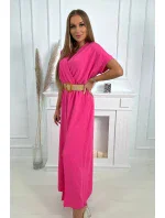 Dlhé šaty s ozdobným pásikom ružové