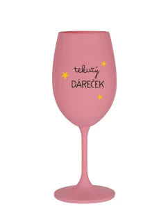 TEKUTÝ DÁREČEK - růžová sklenice na víno 350 ml