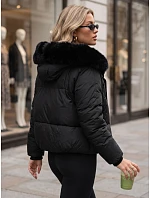 Dámska zimná prešívaná bunda s kožušinou, čierna, FashionStreet TY5982 Dámska zimná prešívaná bunda s kožušinou, čierna, FashionStreet TY5982